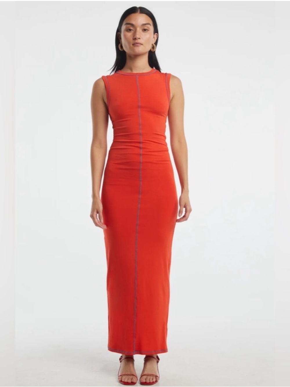The Line By K Inez Maxi Dress Modern‎ Minimalist Soft Comfy Stretch Persimmon S